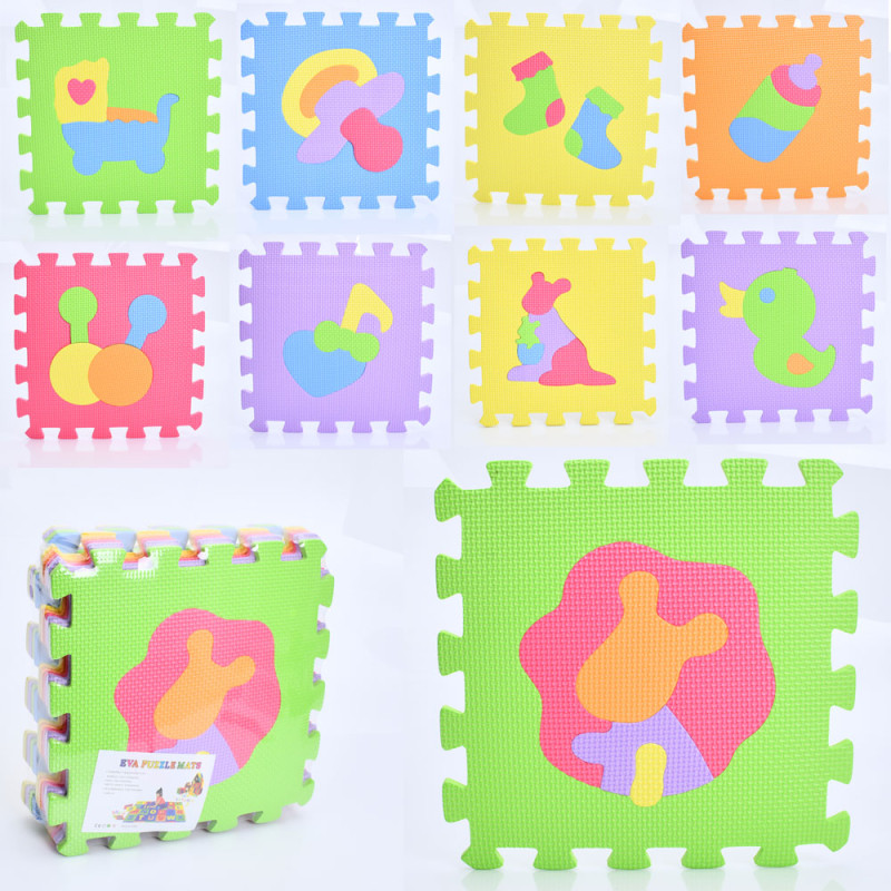 Килимок Мозаїка EVA, 9дет, (9мм, 30-30см), пазлы, в п/е 30-30-8см /12/