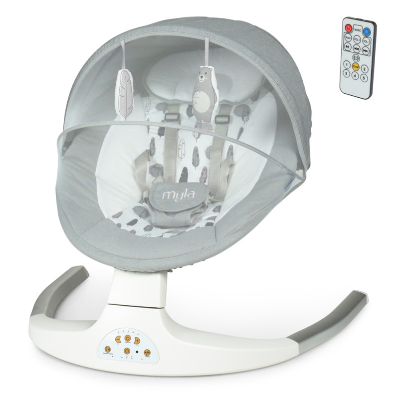 Заколисуючий центр ME 1074 MYLA Soft Gray (1шт) пульт,5 швид.,таймер,12 мелод.,USB,2 полож.,сірий.