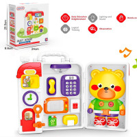 Гра бізіборд, бізібудинок, 22-25-7см/37-25-7см, звук(англ, іспанс), світло, телефон, годинник, замок+ключ, вмикач, ведмідь, застібка, рухливі деталі, 2 режими гучності, на бат-ці, в кор-ці, 24-25,5-9см /12/