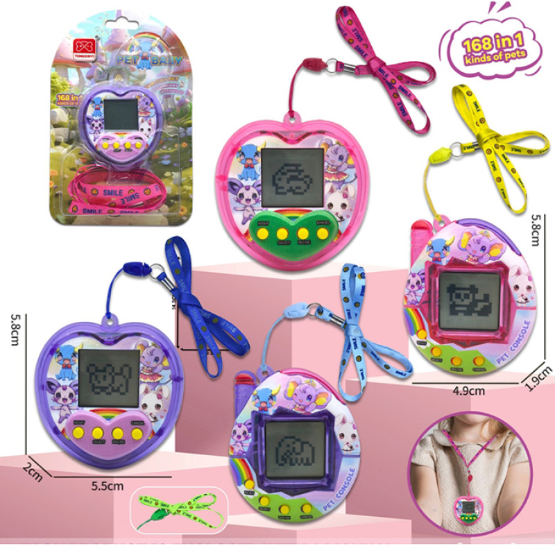 Гра тамагочі, 6-5,5-2см, звук, ч/б екран, 2 види по 2 кольори, бат(табл), на листі, 9,5-14,5-2,5см /144/