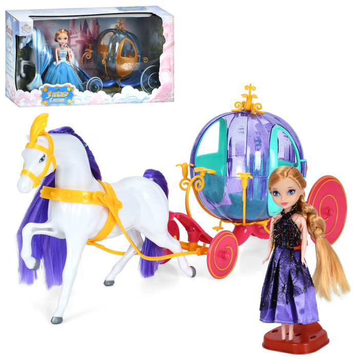 Карета 25см, з конячкою 18см, лялька 16см, 2 види, в кор-ці, 40,5-21-13см /24/