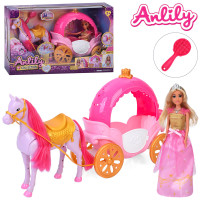 Карета 31см, з конячкою (25см, ходить, звук), лялька 28см, гребінець, в кор-ці, 57-35-17,5см /6/