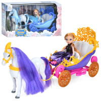 Карета 21см, з конячкою 16см, звук, ходить, лялька 16см, 2 види, на бат-ці, в кор-ці, 40,5-21-13см /24/
