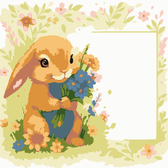 Набір для розпису по номерах Зайчик з листівкою Strateg розміром 20х20 см (HH8022-)