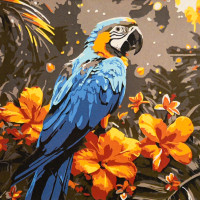 Картина за номерами Strateg Яскравий папуга  20х20 (HH8063)