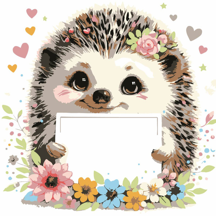 Набір для розпису по номерах Їжачок з листівкою Strateg розміром 20х20 см (HH8024-)