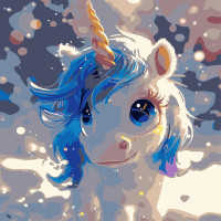 Картина за номерами Strateg Блакитний єдиноріг  30х30 (ES-0911)