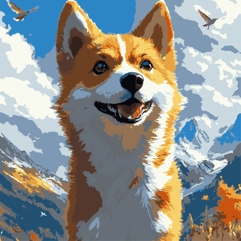 Картина за номерами Strateg Коргі на вітрі  30х30 (ES-0905)