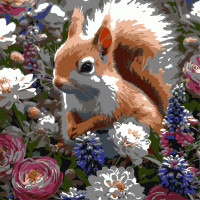 Картина за номерами Strateg Білка серед квітів  30х30 (ES-0912)