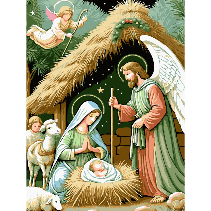 Набір для розпису по номерах Strateg Народження Ісуса розміром 30х40 см (SS1231)