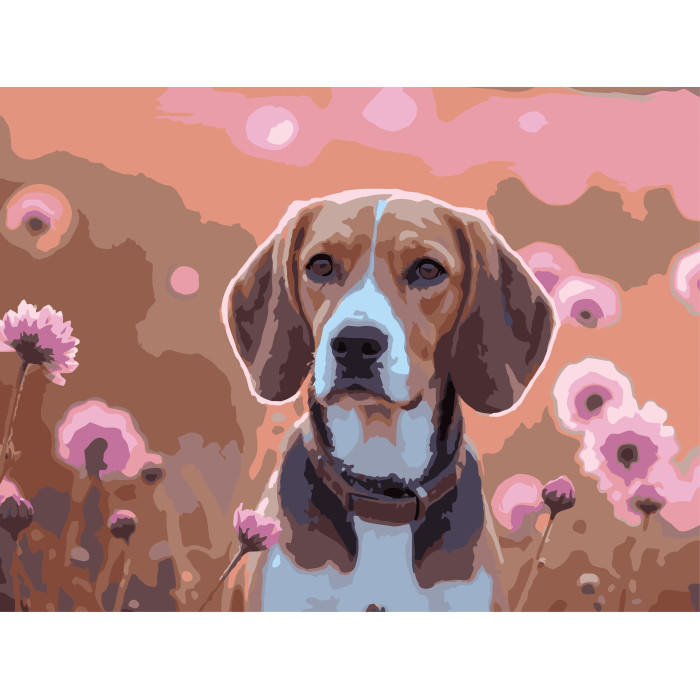 Картина за номерами Strateg Квітковий пес  30Х40 (SS-1261)