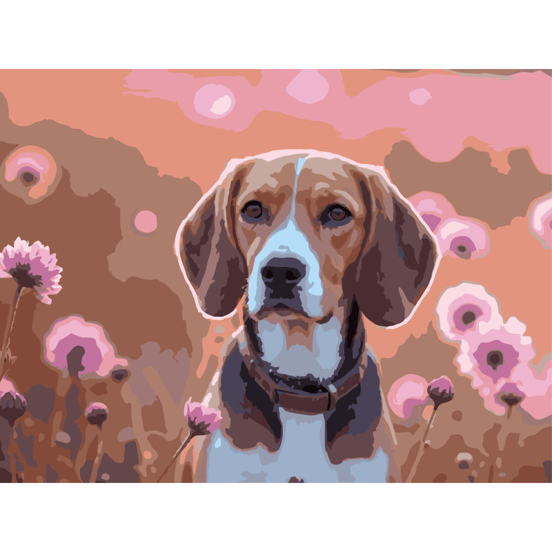 Картина за номерами Strateg Квітковий пес  30Х40 (SS-1261)