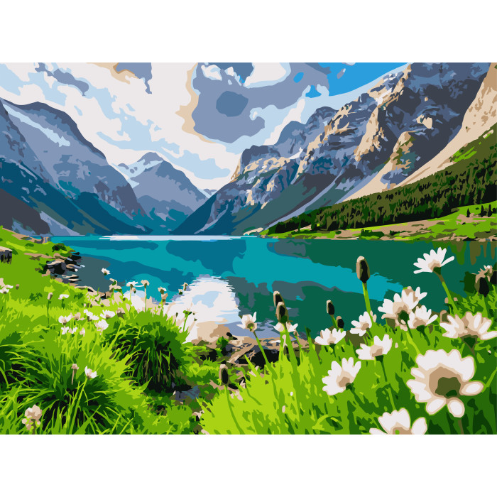 Картина за номерами Strateg Альпійська долина  30Х40 (SS-1292)