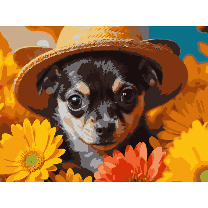 Картина за номерами Strateg Пес у солом'яному капелюсі  30Х40 (SS-1311)