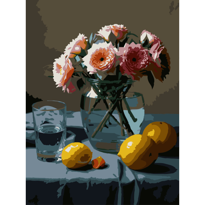 Картина за номерами Strateg Квіти й лимони  30Х40 (SS-1316)