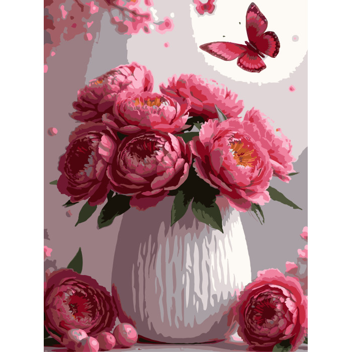 Картина за номерами Strateg Квіти у вазі  30Х40 (SS-1259)