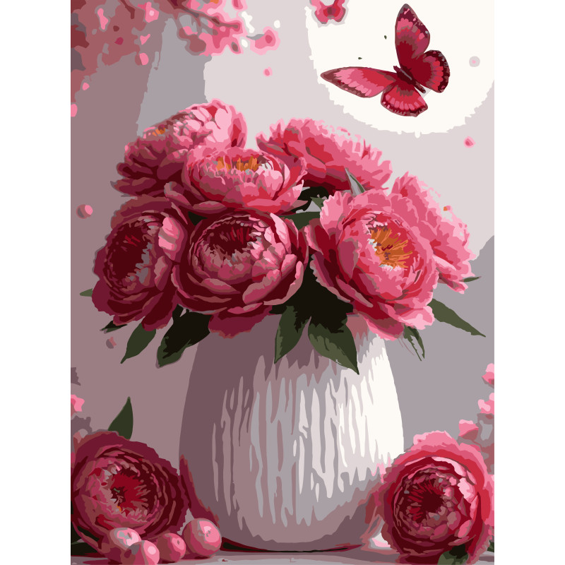 Картина за номерами Strateg Квіти у вазі  30Х40 (SS-1259)