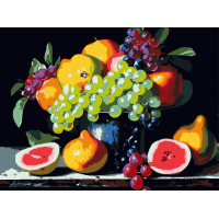 Картина за номерами Strateg Літній фруктовий натюрморт на чорному фоні 30Х40 (FH-27)