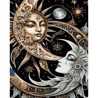Набір для розпису по номерах Сонце і Місяць Strateg на чорному фоні розміром 40х50 см (AH1238) Набір для розпису по номерах Сонце і Місяць Strateg на чорному фоні розміром 40х50 см (AH1238)