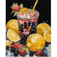 Набір для розпису по номерах Ягідний морс Strateg на чорному фоні розміром 40х50 см (AH1060) Набір для розпису по номерах Ягідний морс Strateg на чорному фоні розміром 40х50 см (AH1060)