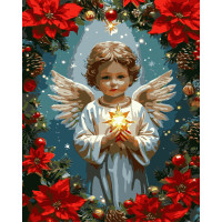 Набір для розпису по номерах Різдвяний янгол Strateg розміром 40х50 см (VG001 ) Набір для розпису по номерах Різдвяний янгол Strateg розміром 40х50 см (VG001 )