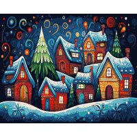 Набір для розпису по номерах Казкові будиночки Strateg розміром 40х50 см (VG009 )