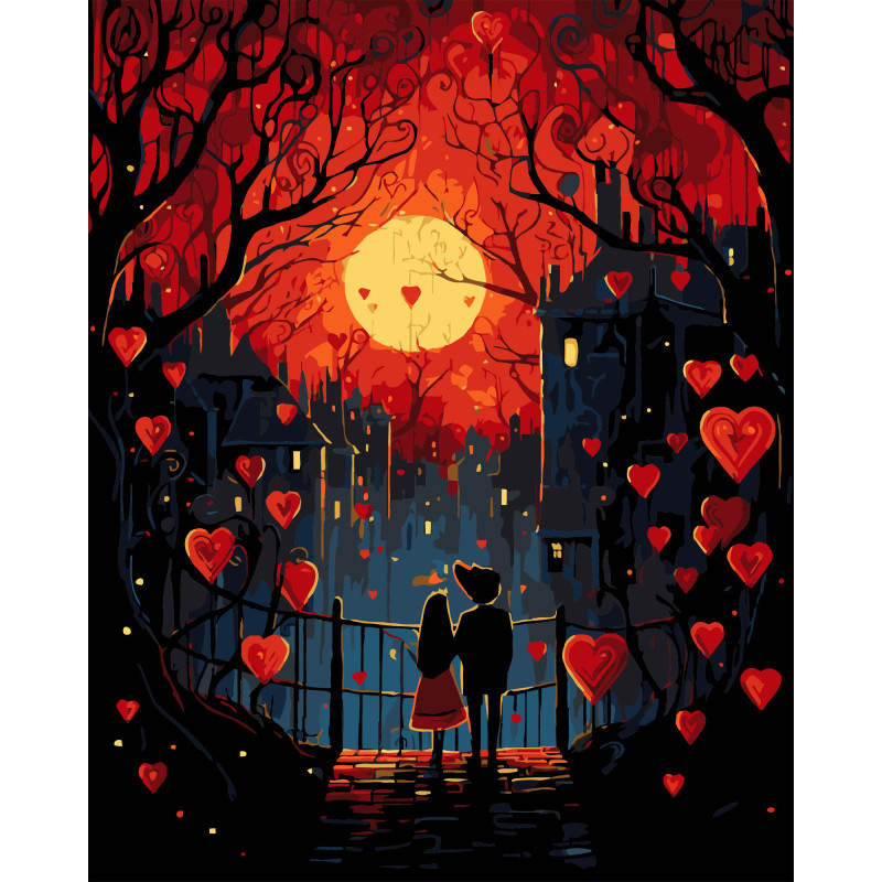 Набір для розпису по номерах Побачення Strateg на чорному фоні розміром 40х50 см (AH1209-14)