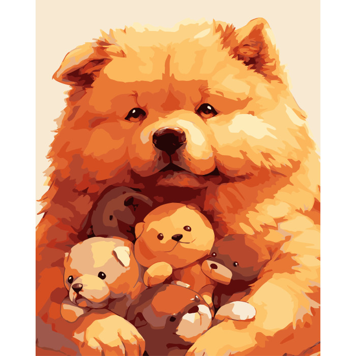 Набір для розпису по номерах Рудий пес Strateg на чорному фоні розміром 40х50 см (AH1222-17)