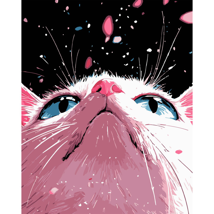 Набір для розпису по номерах Рожеве кошеня Strateg на чорному фоні розміром 40х50 см (AH1179-12)