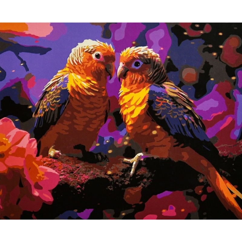 Картина за номерами Strateg Яскрава пара на чорному фоні 40х50 (AH1317)