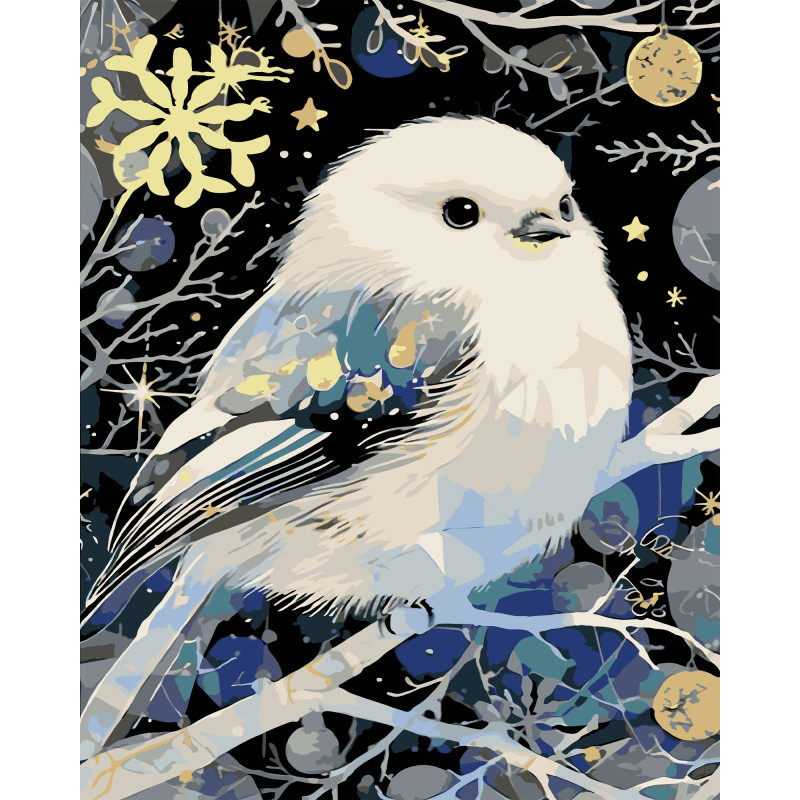 Набір для розпису по номерах Зимова пташка Strateg на чорному фоні розміром 40х50 см (AH1239)