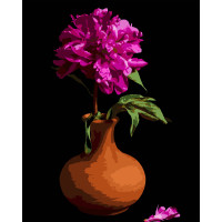 Набір для розпису по номерах Півонія в вазі Strateg на чорному фоні розміром 40х50 см (AH1188-17) Набір для розпису по номерах Півонія в вазі Strateg на чорному фоні розміром 40х50 см (AH1188-17)