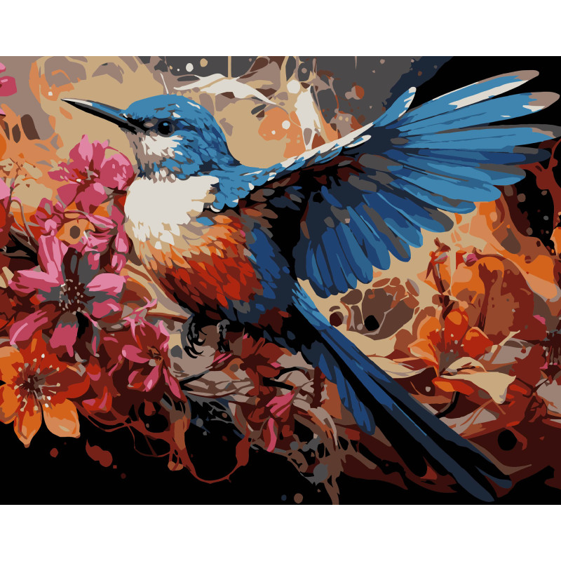 Набір для розпису по номерах Маленька пташка Strateg на чорному фоні розміром 40х50 см (AH1202-17)