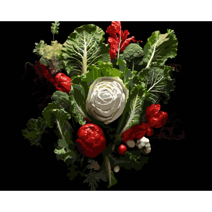 Картина за номерами Strateg Овочева композиція на чорному фоні 40Х50 (AH1285)