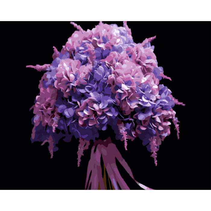 Картина за номерами Strateg Рожева гліцинія  на чорному фоні 40Х50 (AH1253)