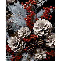 Набір для розпису по номерах Зимова композиція Strateg на чорному фоні розміром 40х50 см (AH1235)