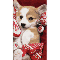 Набір для розпису по номерах Песик  з м'якими сердечками Strateg розміром 50х25 см (WW234)