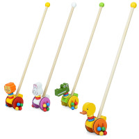 Дерев'яна іграшка Каталка на палці, 52см, фігурка 12,5см, 4 види, у п/е 52-12,5-8,5см /30/