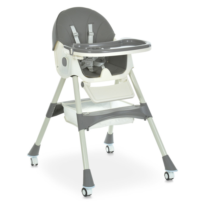 Стільчик M 6302 Gray (1шт) для годування, складний, 5-ти точ.рем., екошкіра, регул.підніжка, сірий