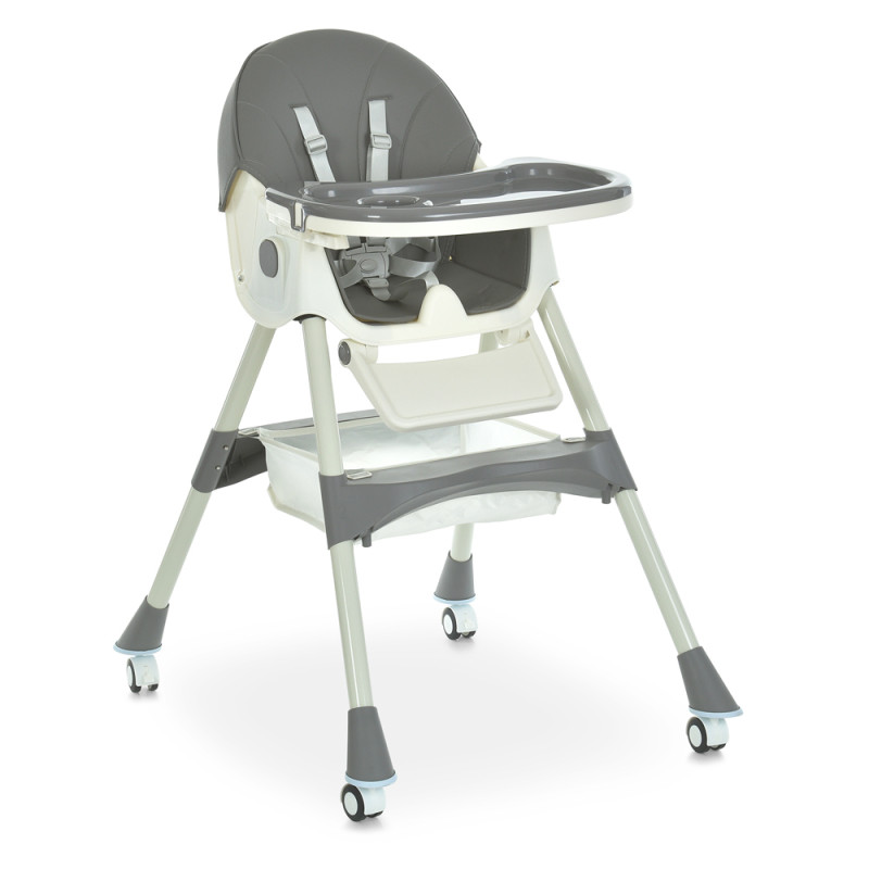 Стільчик M 6302 Gray (1шт) для годування, складний, 5-ти точ.рем., екошкіра, регул.підніжка, сірий