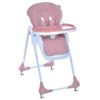 Стільчик M 3233L Pink (1шт) для годування, 3 положення спинки та підніжки, 4колеса, корзинка, екошкіра, рожевий