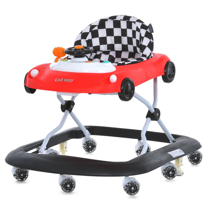 Ходунки ME 1216 CAR WAY Red-Black (1шт) музика, колеса 8шт, стопор, на бат-ці, червоно-чорний