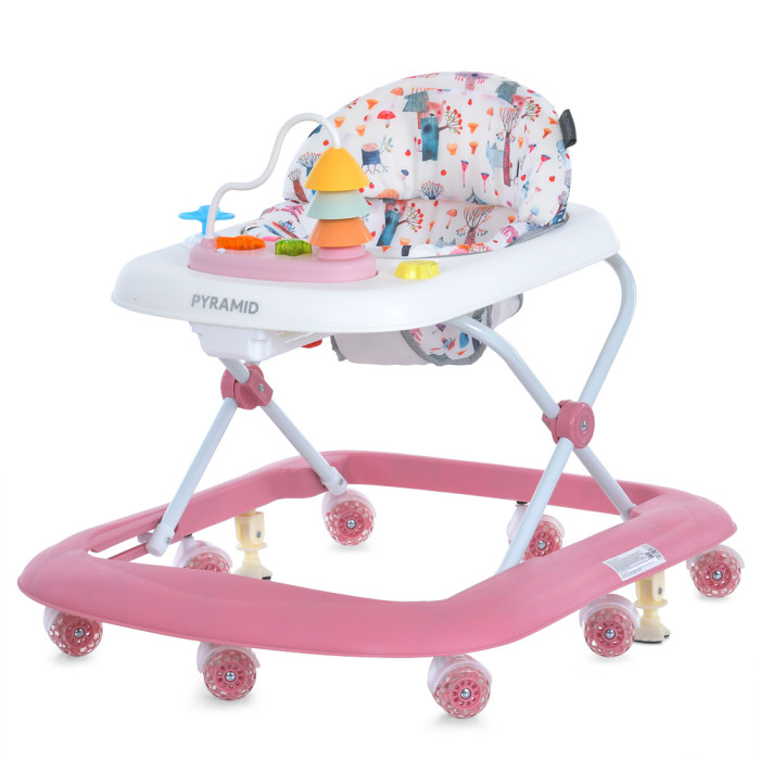 Ходунки ME 1217 PYRAMID Pink (1шт) музика, колеса 8шт, стопор, на бат-ці, рожевий