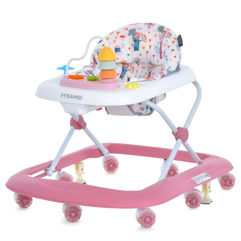 Ходунки ME 1217 PYRAMID Pink (1шт) музика, колеса 8шт, стопор, на бат-ці, рожевий