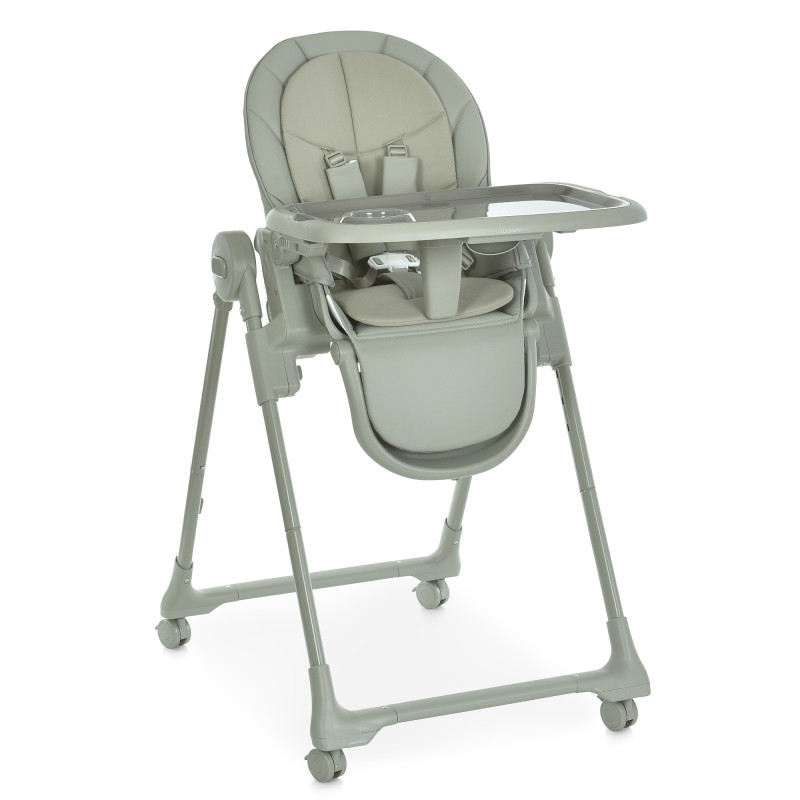 Стільчик El Camino CRYSTAL ME 1037 Nude Green (1шт) для годування, 5-точ. ремені, матрац, 4 колеса, шкір., зелений нюд