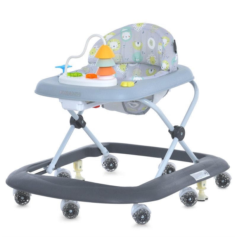 Ходунки ME 1217 PYRAMID Gray (1шт) музика, колеса 8шт, стопор, на бат-ці, сірий