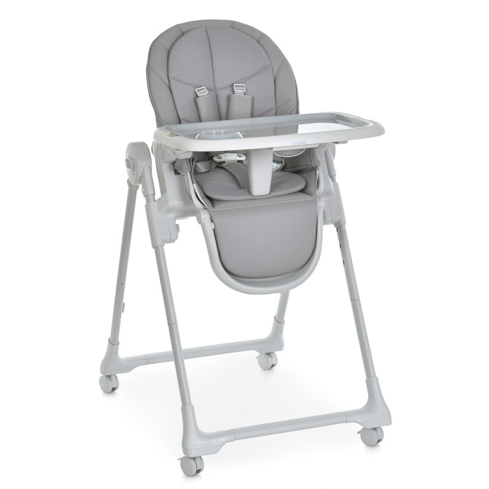 Стільчик El Camino CRYSTAL ME 1037 Nude Gray (1шт) для годування, 5-точ. ремені, матрац, 4 колеса, шкір., сірий нюд