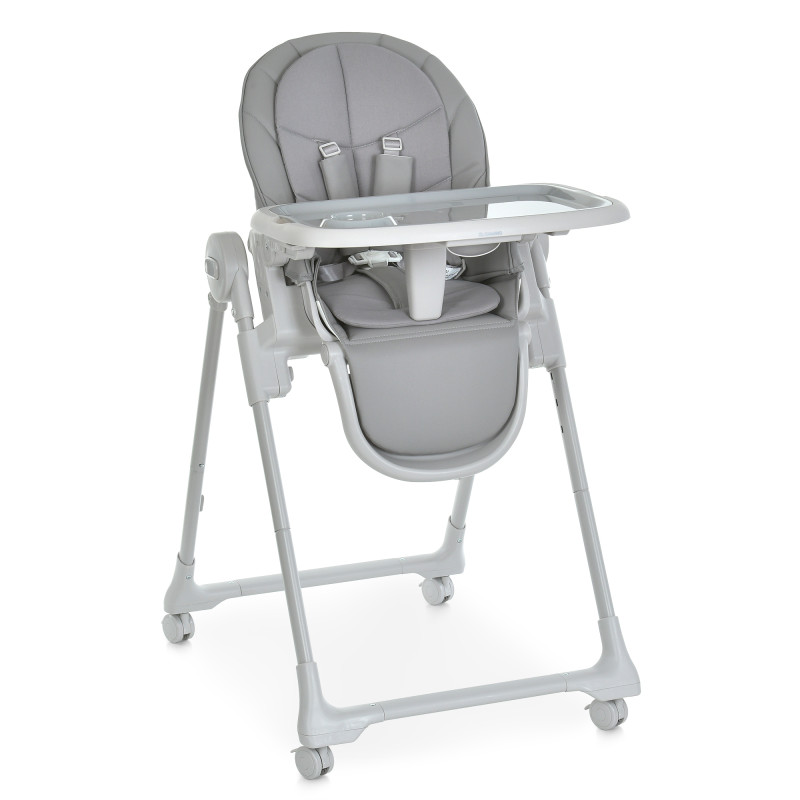 Стільчик El Camino CRYSTAL ME 1037 Nude Gray (1шт) для годування, 5-точ. ремені, матрац, 4 колеса, шкір., сірий нюд