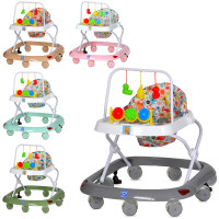 Ходунки дуга з підвісками, колеса 8 шт., 2 стопори, 6 кольорів, муз., світло, бат., кор. /6/