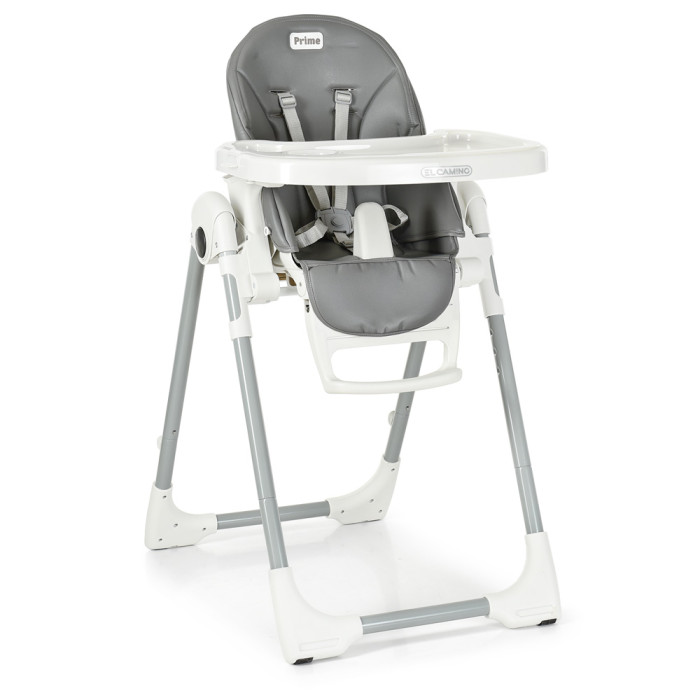 Стільчик ME 1038 PRIME Gray (1шт) для годування, 2 колеса, регул.висота і спинка, екошкіра, сірий.